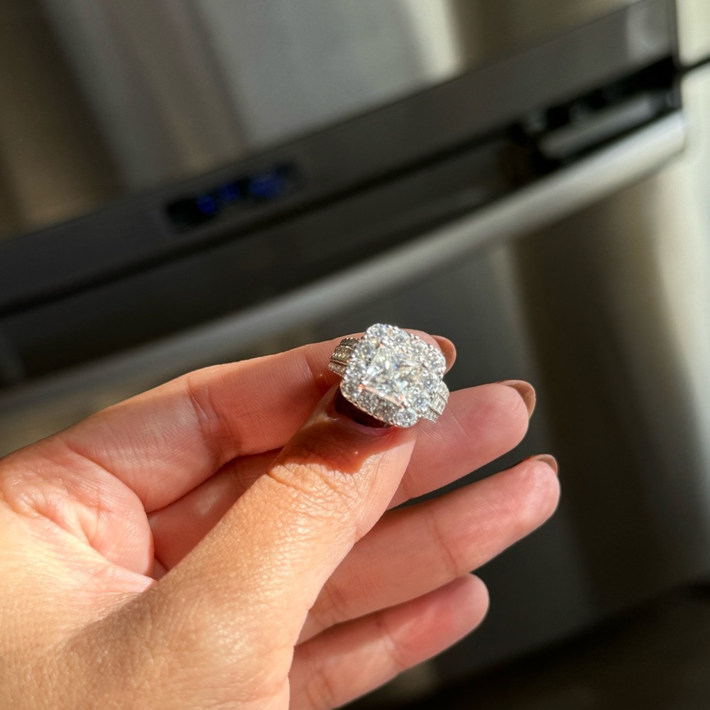 4cttw princess cut full moissanite vvs1 promise ring sz 5 - Picture 8 of 13